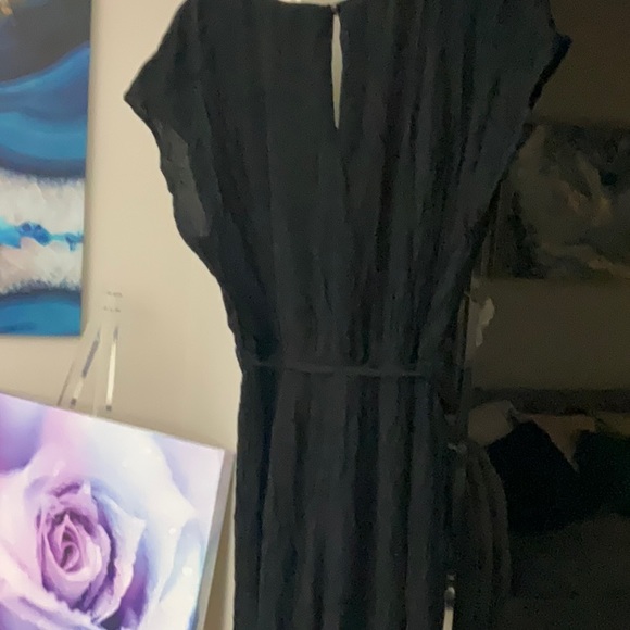 MIAMI Black Embroidered Casual Dress (L) With Black Tie Wrap - Picture 3 of 4